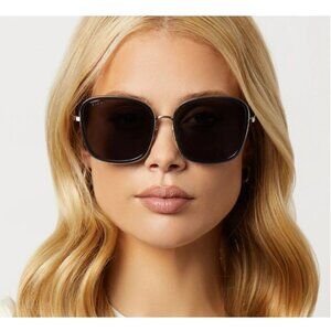 DIFF Eyewear Genevive Black Smoke Crystal Grey Polarized Sunglasses New No Box